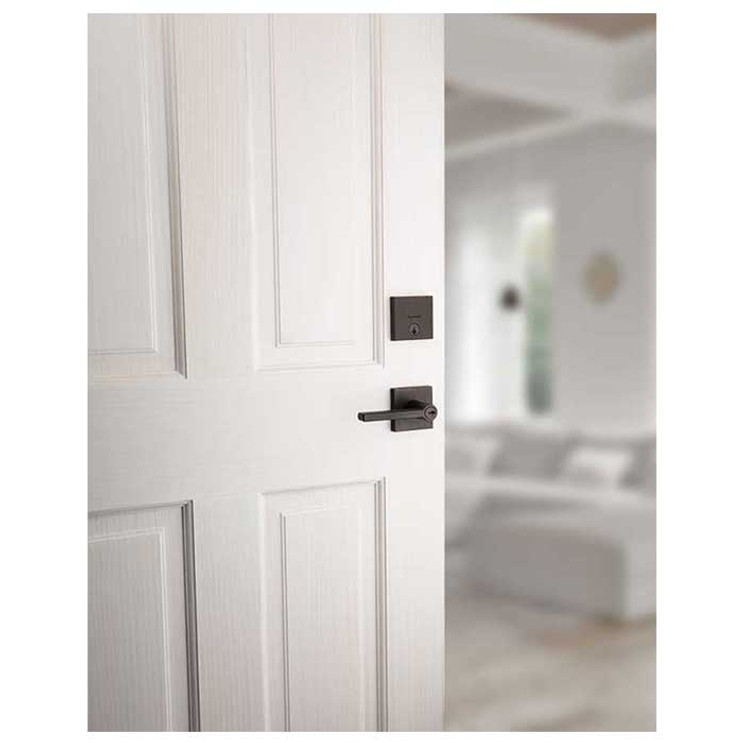 Kwikset Downtown Single Cylinder Deadbolt, -Square Rose, Smartkey, 6-Way Adjustable Latch, Round And Square Corner Strikes, Venetian Bronze