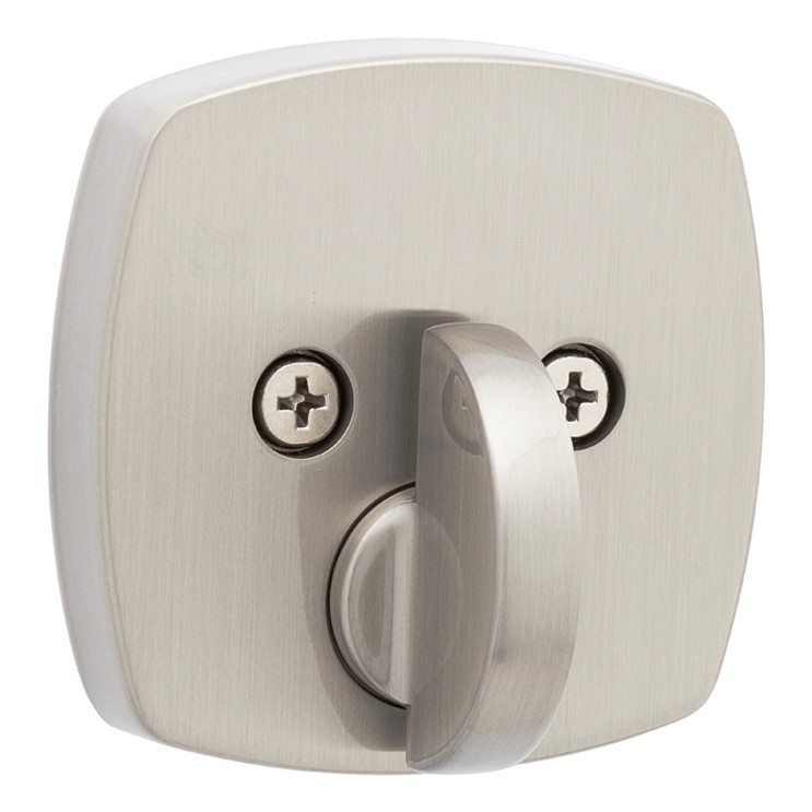 Kwikset Midtown Single Cylinder Deadbolt, -Low Profile Square Rose, Smartkey, 6-Way Adjustable Latch, Round And Square Corner Strikes, Satin Nickel