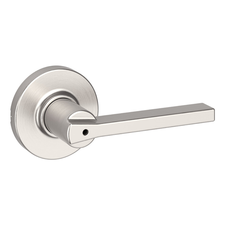 Kwikset Casey Privacy Lever With Round Rose, 6-Way Adjustable Latch And Round Corner Strike, Satin Nickel