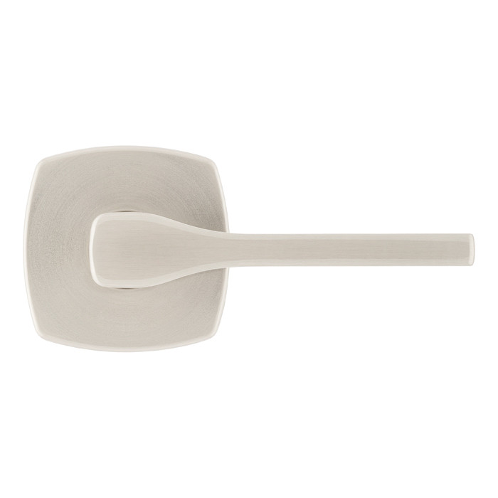 Kwikset Tripoli Passage Lever With 6-Way Adjustable Latch And Round Corner Strike, Satin Nickel