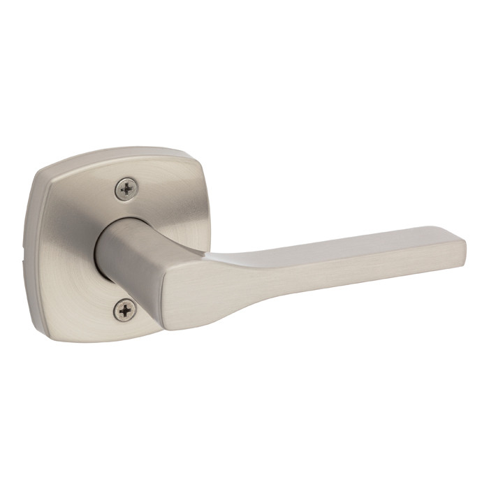 Kwikset Tripoli Passage Lever With 6-Way Adjustable Latch And Round Corner Strike, Satin Nickel