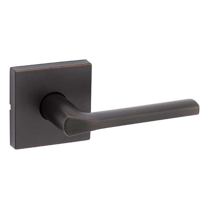 Kwikset Lisbon Passage Lever, Square Rose With 6-Way Adjustable Latch And Round Corner Strike, Venetian Bronze