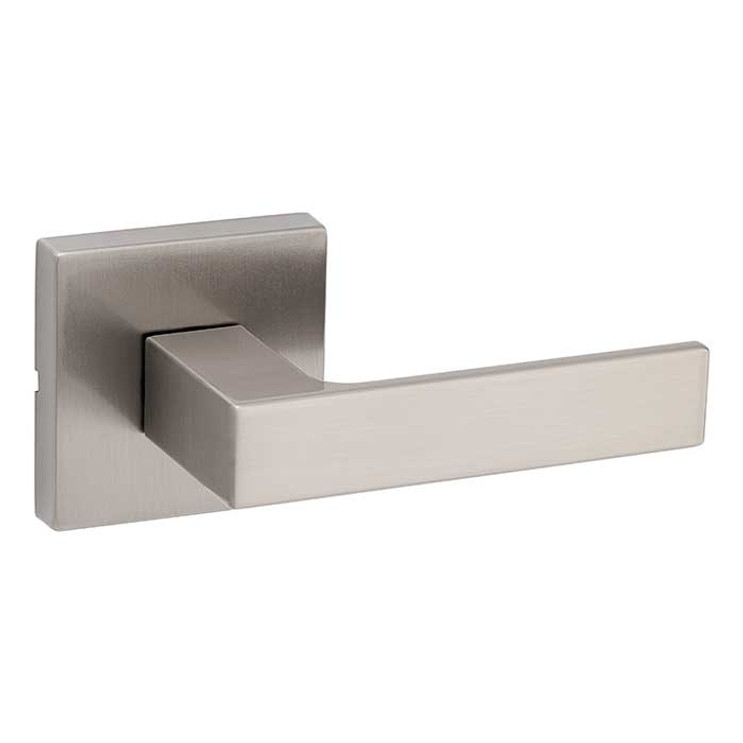 Kwikset Singapore Passage Lever, Square Rose With 6-Way Adjustable Latch And Round Corner Strike, Satin Nickel