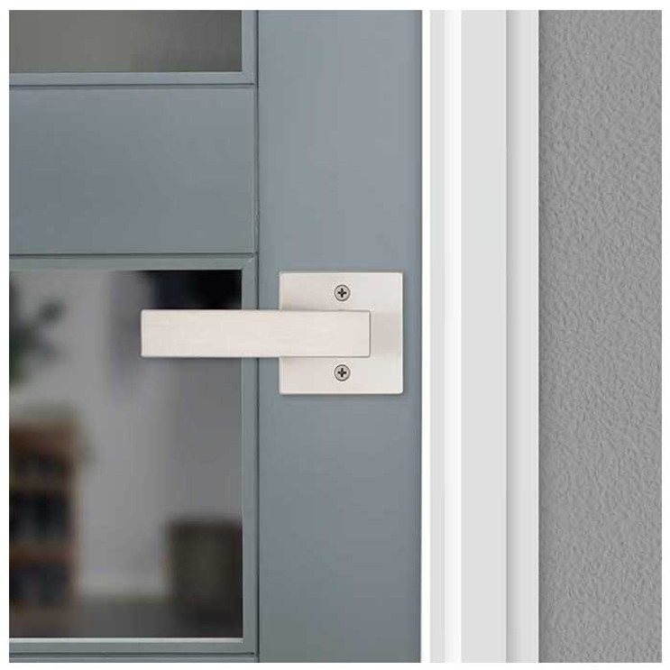 Kwikset Singapore Passage Lever, Square Rose With 6-Way Adjustable Latch And Round Corner Strike, Satin Nickel