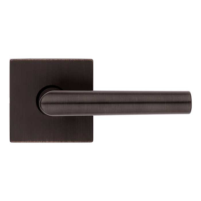 Kwikset Milan Passage Lever, Square Rose With 6-Way Adjustable Latch And Round Corner Strike, Venetian Bronze