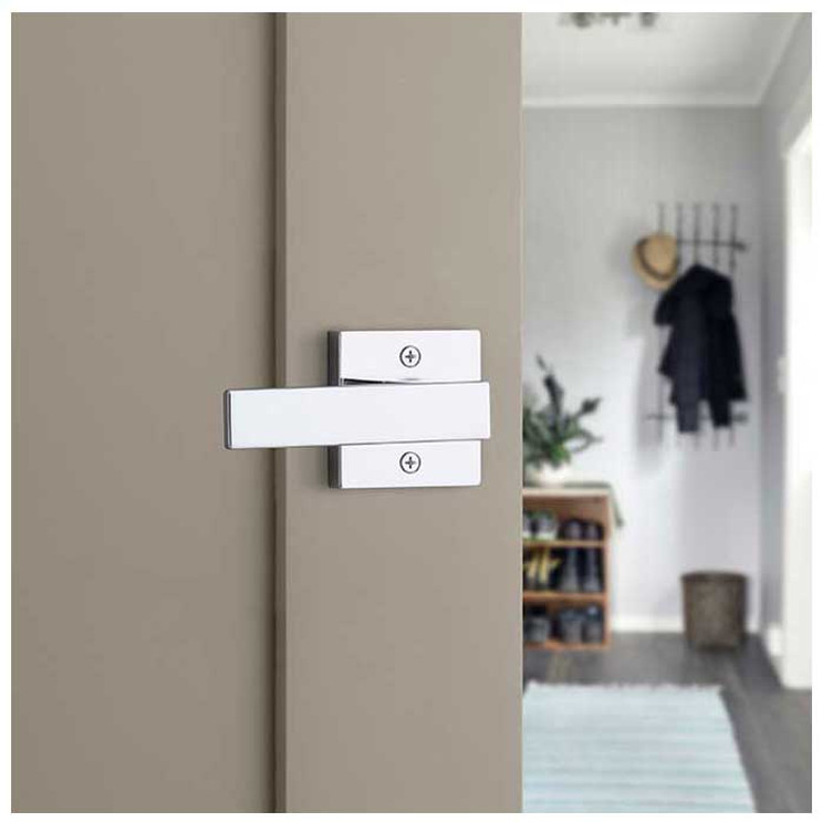 Kwikset Singapore Passage Lever, Square Rose With 6-Way Adjustable Latch And Round Corner Strike, Bright Polished Chrome