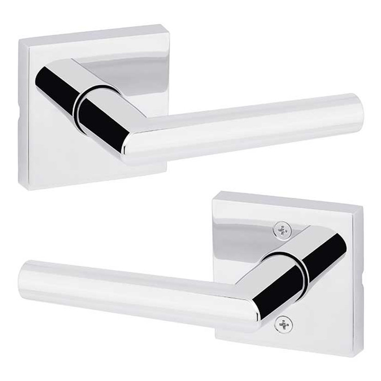 Kwikset Milan Passage Lever, Square Rose With 6-Way Adjustable Latch And Round Corner Strike, Bright Polished Chrome