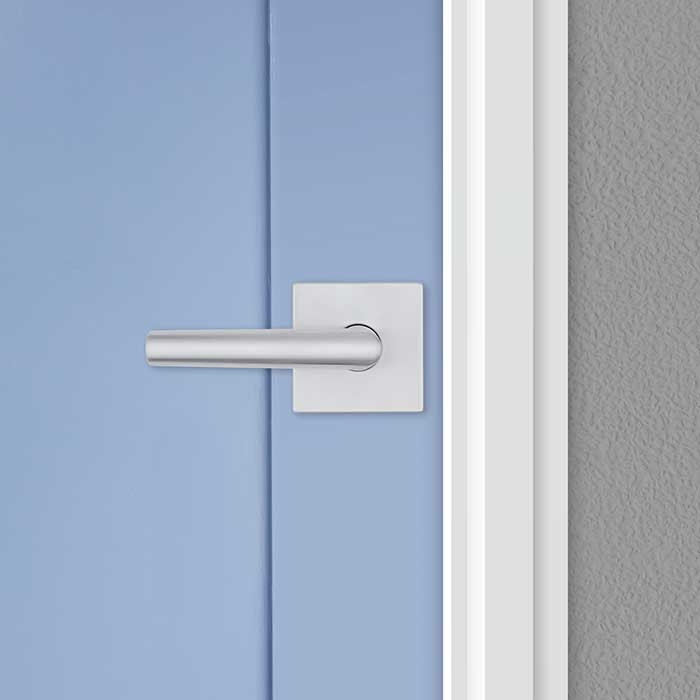 Kwikset Milan Passage Lever, Square Rose With 6-Way Adjustable Latch And Round Corner Strike, Satin Chrome