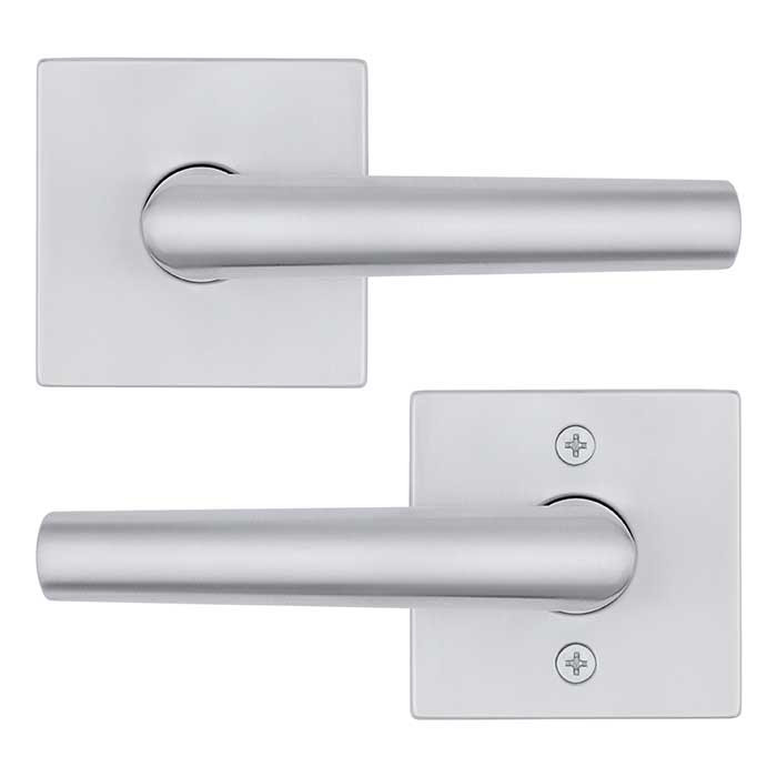 Kwikset Milan Passage Lever, Square Rose With 6-Way Adjustable Latch And Round Corner Strike, Satin Chrome
