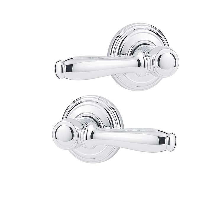 Kwikset Ashfield Passage Lever With 6-Way Adjustable Latch And Round Corner Strike, Bright Polished Chrome