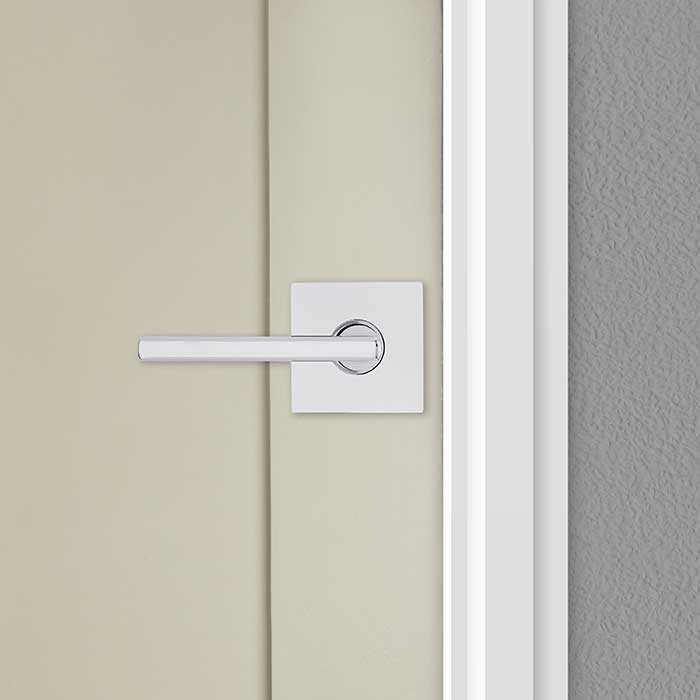 Kwikset Halifax Passage Lever, Square Rose With 6-Way Adjustable Latch And Round Corner Strike, Bright Polished Chrome