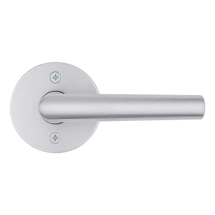 Kwikset Milan Passage Lever, Round Rose With 6-Way Adjustable Latch And Round Corner Strike, Satin Chrome