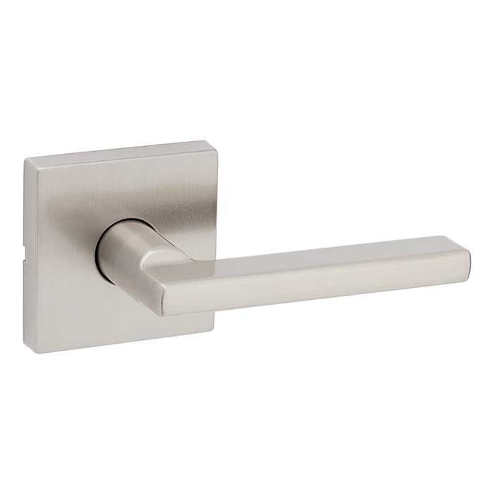 Kwikset Halifax Passage Lever, Square Rose With 6-Way Adjustable Latch And Round Corner Strike, Satin Nickel
