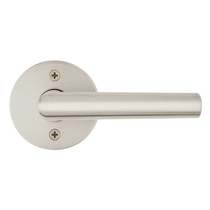 Kwikset Milan Passage Lever, Round Rose With 6-Way Adjustable Latch And Round Corner Strike, Satin Nickel