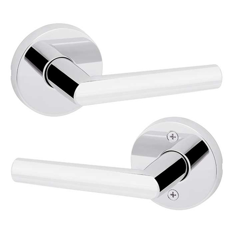 Kwikset Milan Passage Lever, Round Rose With 6-Way Adjustable Latch And Round Corner Strike, Bright Polished Chrome