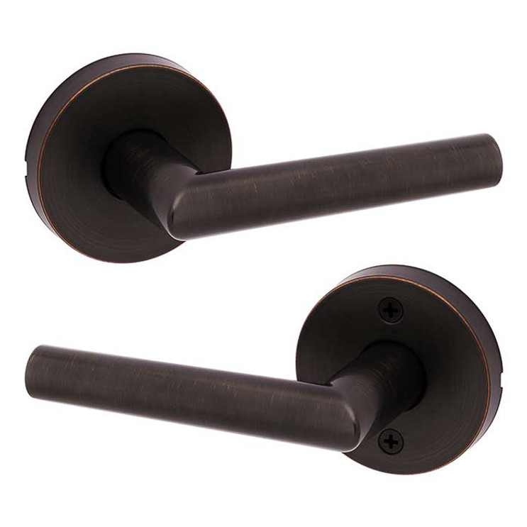 Kwikset Milan Passage Lever, Round Rose With 6-Way Adjustable Latch And Round Corner Strike, Venetian Bronze