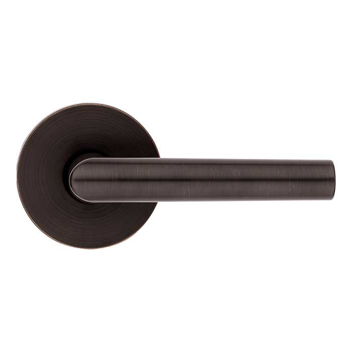Kwikset Milan Passage Lever, Round Rose With 6-Way Adjustable Latch And Round Corner Strike, Venetian Bronze