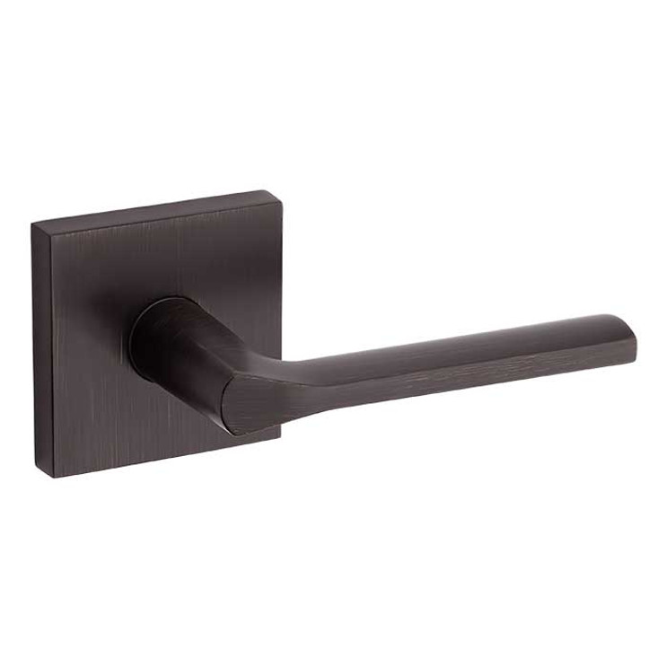 Kwikset Lisbon Passage Lever With Square Rose, 6-Way Adjustable Latch And Round Corner Strike, Venetian Bronze