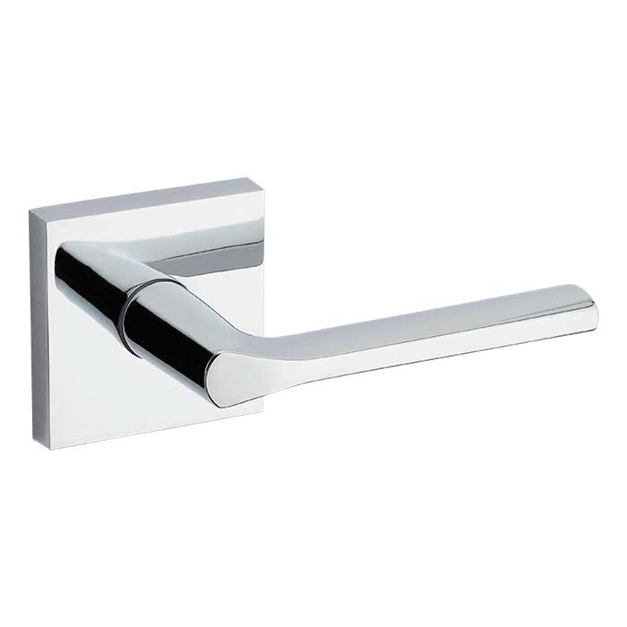 Kwikset Lisbon Passage Lever With Square Rose, 6-Way Adjustable Latch And Round Corner Strike, Bright Polished Chrome