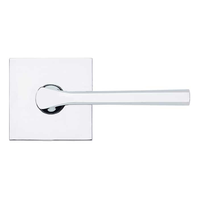 Kwikset Lisbon Passage Lever With Square Rose, 6-Way Adjustable Latch And Round Corner Strike, Bright Polished Chrome