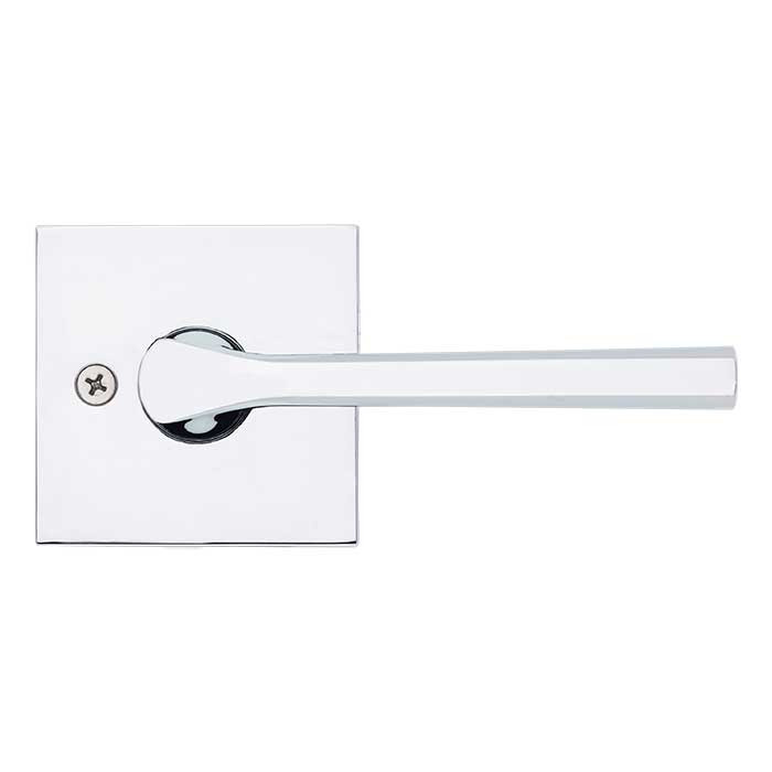 Kwikset Lisbon Passage Lever With Square Rose, 6-Way Adjustable Latch And Round Corner Strike, Bright Polished Chrome