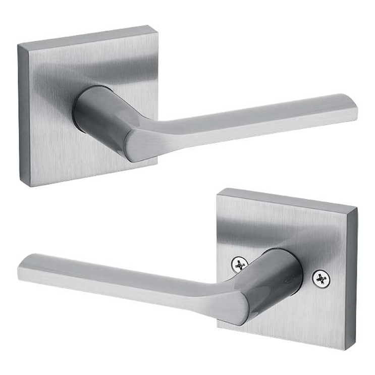 Kwikset Lisbon Passage Lever With Square Rose, 6-Way Adjustable Latch And Round Corner Strike, Satin Chrome