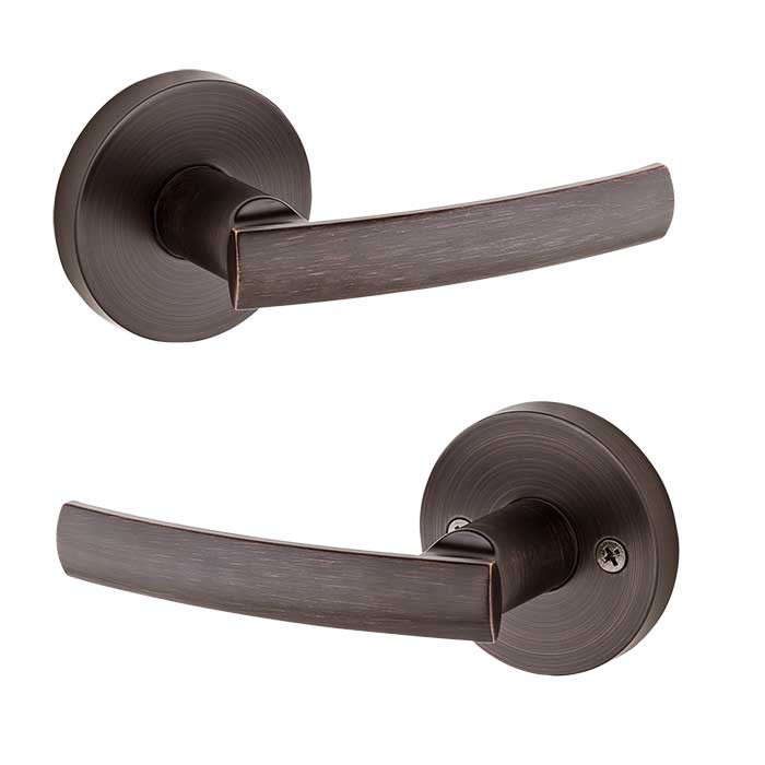 Kwikset Sydney Passage Lever With Round Rose, 6-Way Adjustable Latch And Round Corner Strike, Venetian Bronze