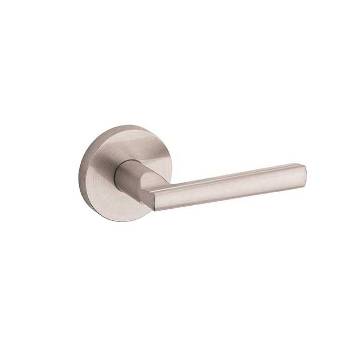 Kwikset Montreal Passage Lever With Round Rose, 6-Way Adjustable Latch And Round Corner Strike, Satin Nickel