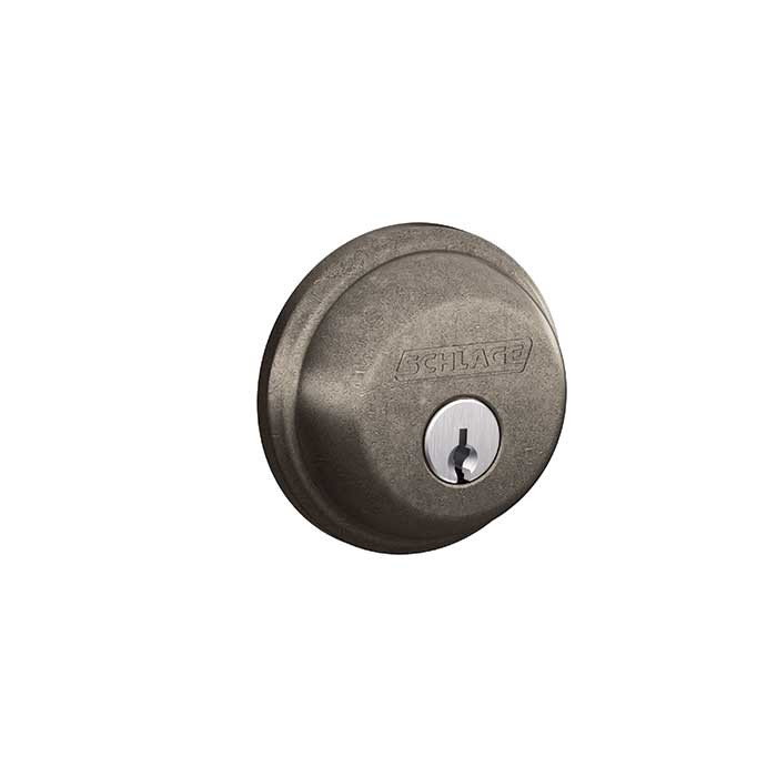 Schlage Residential B60 Deadbolt Single Cylinder, Dual Option Latch, Adjustable Backset, 1-1/8" X 2-3/4" Round Corner Strike, Distressed, Nickel Plated Blackened