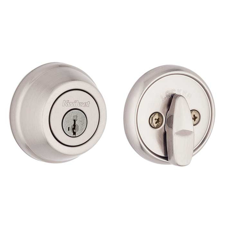 Kwikset 780 Single Cylinder Deadbolt X Thumbturn, Smartkey, 6-Way Adjustable Latch, Round And Square Corner Strikes, Keyed Alike, Satin Nickel