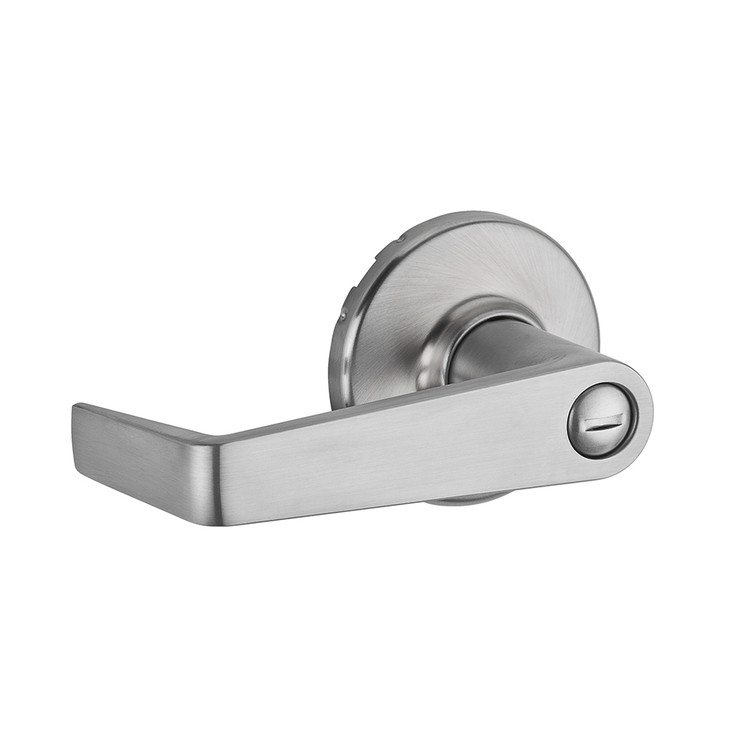 Kwikset Kingston Privacy Lever With Round Corner Adjustable Latch And Round Corner Full Lip Strike, Satin Chrome