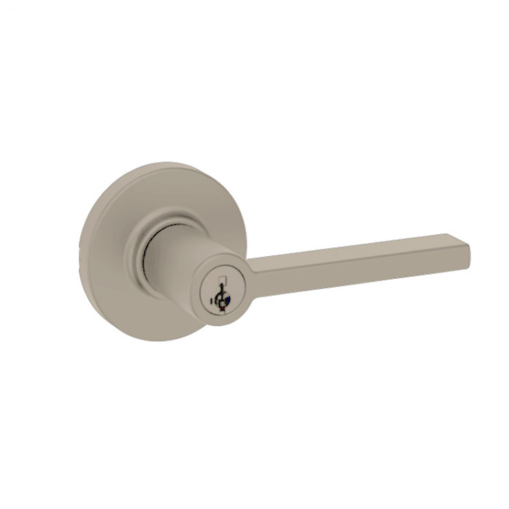 Kwikset Casey Keyed Entry Lever Smartkey With Round Rose, 6-Way Adjustable Latch And Round Corner Strike, Satin Nickel