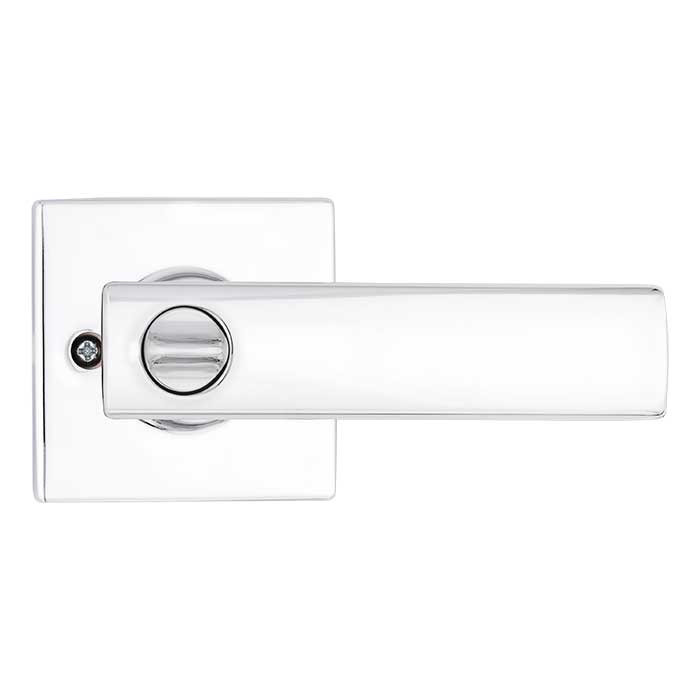 Kwikset Breton Keyed Entry Lever Smartkey With Square Rose, 6-Way Adjustable Latch And Round Corner Strike, Bright Polished Chrome