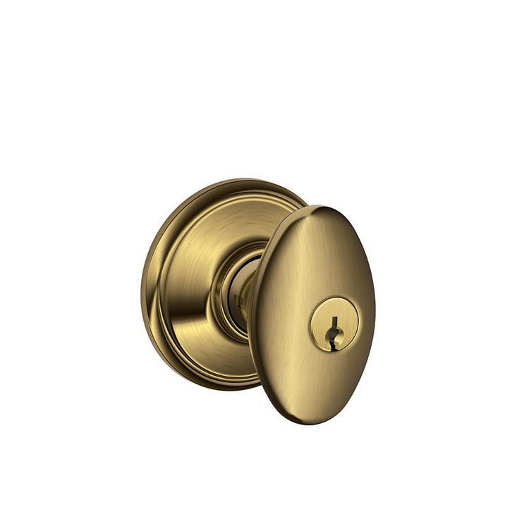 Schlage Residential F51A Siena Keyed Entry Knob Lock Function, Antique, Satin Brass Blackened
