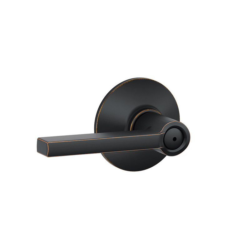 Schlage Residential F40 Latitude Privacy Lever Lock Function, Aged Bronze