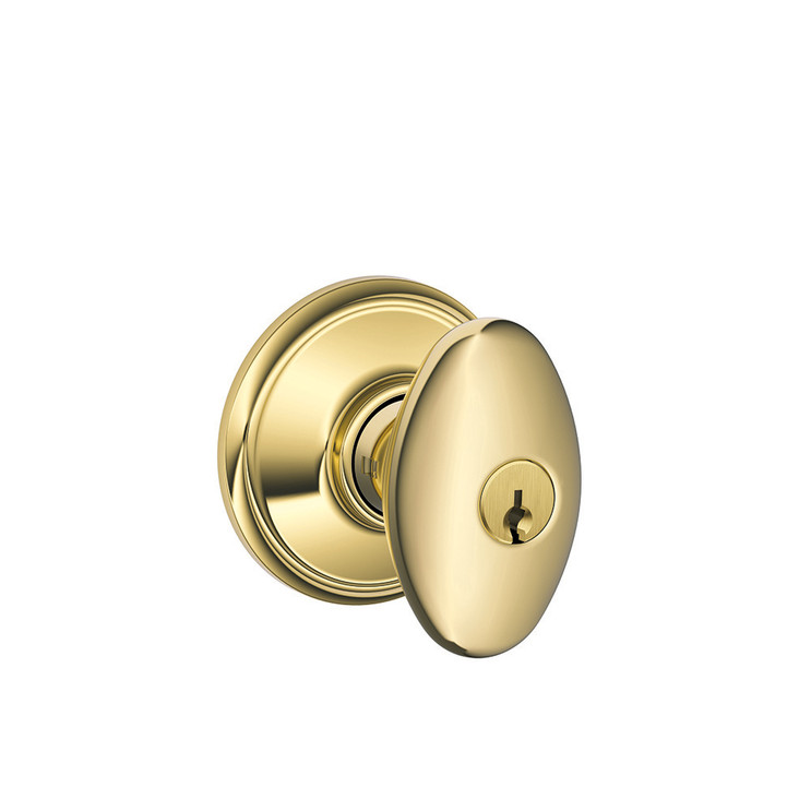 Schlage Residential F51A Siena Keyed Entry Knob Lock Function, Bright Polished Brass