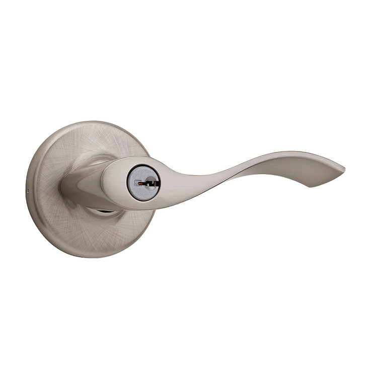 Kwikset Balboa Keyed Entry Lever With 6-Way Adjustable Latch And Round Corner Strike, Satin Nickel