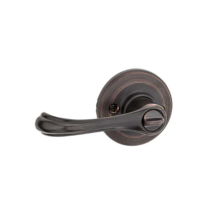 Kwikset Dorian Keyed Entry Lever With 6-Way Adjustable Latch And Round Corner Strike, Venetian Bronze