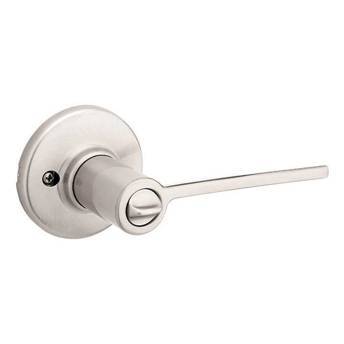 Kwikset Ladera Keyed Entry Lever With 6-Way Adjustable Latch And Round Corner Strike, Satin Nickel