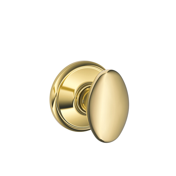 Schlage Residential F10 Siena Passage Knob Lock Function, Bright Polished Brass