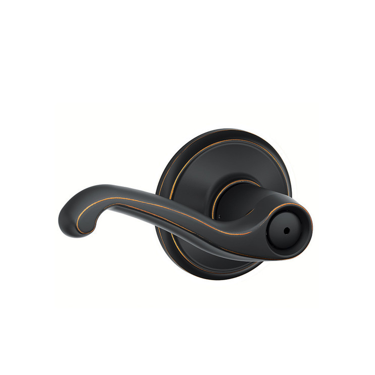 Schlage Residential F40 Flair Privacy Lever Lock Function, Aged Bronze