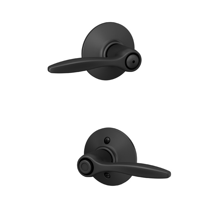 Schlage Residential F40 Delfayo Privacy Lever Lock Function, Dual Option Springlatch, Adjustable Backset, Round Corner Full Lip Strike, Matte Black