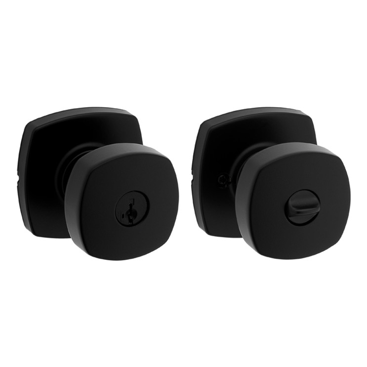 Kwikset Arroyo Keyed Entry Knob Smartkey With 6-Way Adjustable Latch And Round Corner Strike, Matte Black