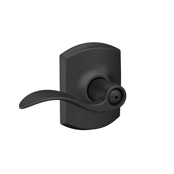 Schlage Residential F40 Accent Privacy Lever Lock With Greenwich Trim Function, Decorative, Matte Black