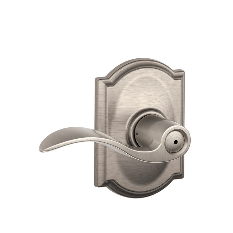 Schlage Residential F40 Accent Privacy Lever Lock With Camelot Trim Function, Decorative, Satin Nickel
