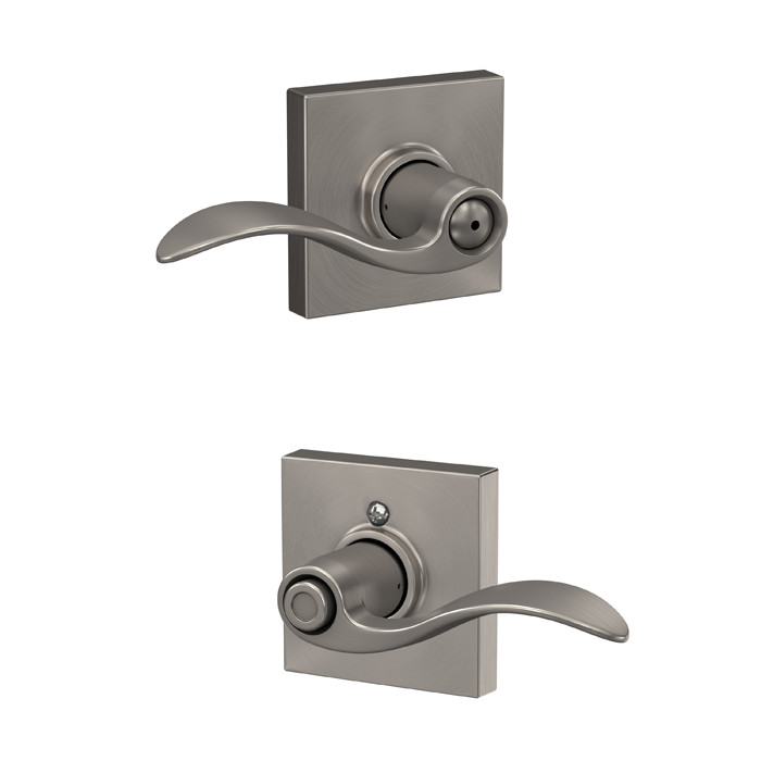 Schlage Residential F40 Accent Privacy Lever Lock With Collins Trim Function, Decorative, Satin Nickel