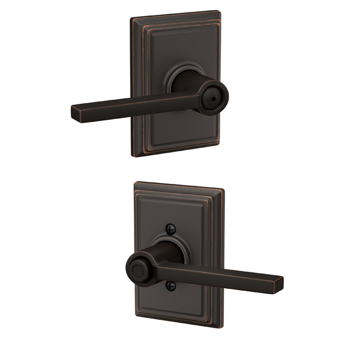 Schlage Residential F40 Latitude Privacy Lever Lock With Addison Trim Function, Decorative, Aged Bronze