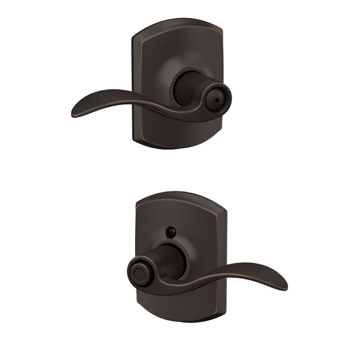 Schlage Residential F40 Accent Privacy Lever Lock With Greenwich Trim Function, Decorative, Aged Bronze