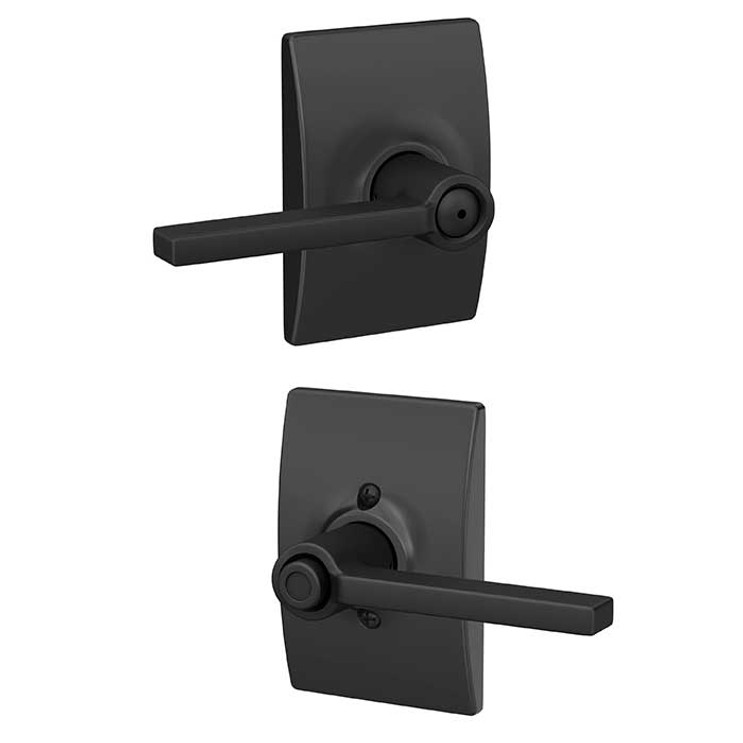 Schlage Residential F40 Latitude Privacy Lever Lock With Century Trim Function, Decorative, Matte Black