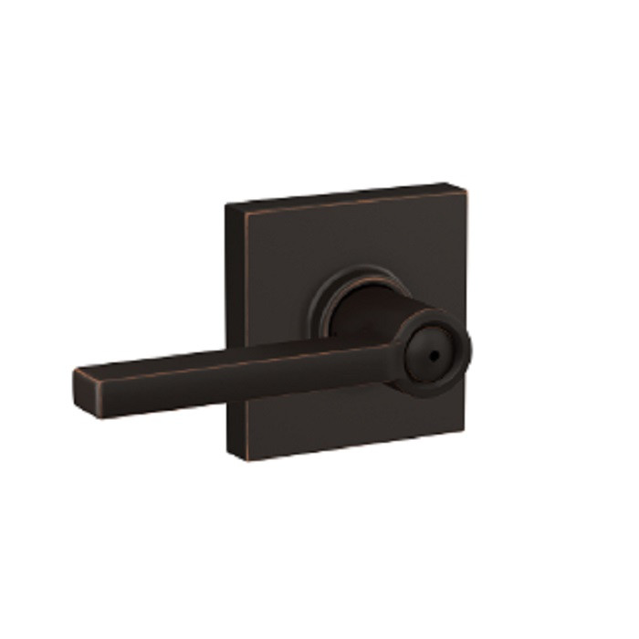 Schlage Residential F40 Latitude Privacy Lever Lock With Collins Trim Function, Decorative, Aged Bronze